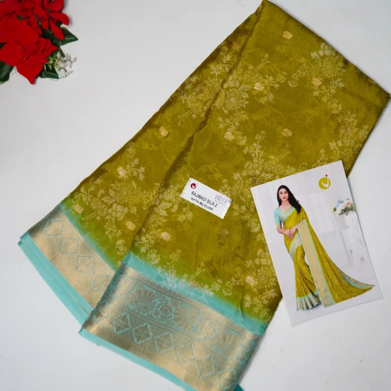 Pure Honey Silk Sarees With Butties-MB356 - Image 4