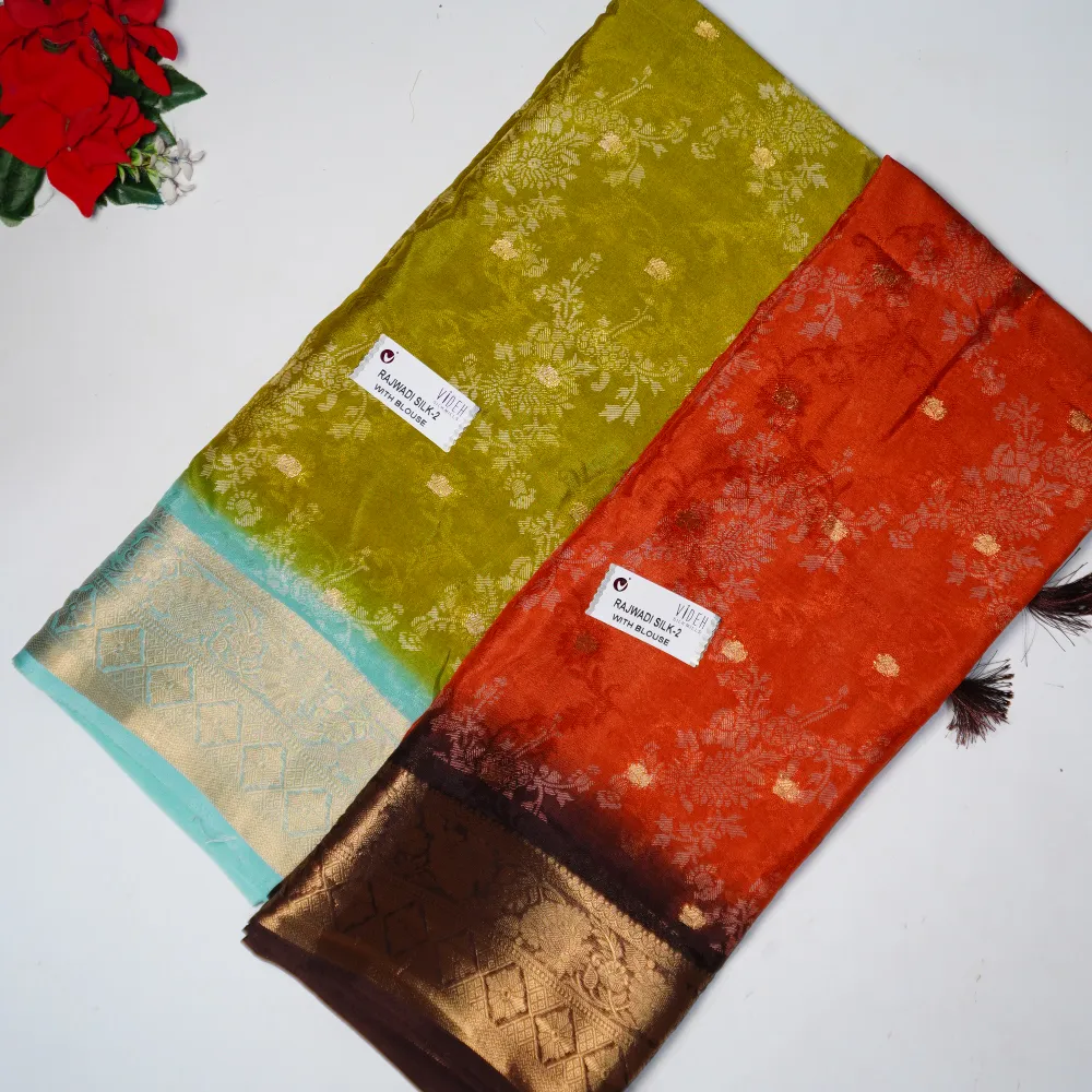 356 (7) Pure Honey Silk Sarees With Butties-MB356 - Image 1
