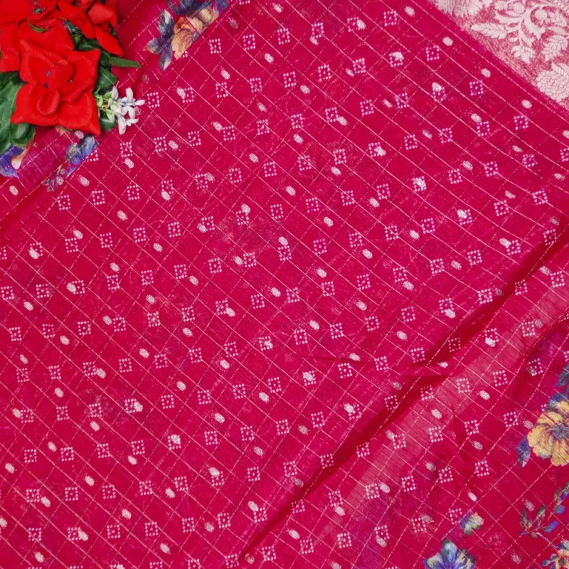 Honey Silk With Checks Boarder Sarees -MB369 - Image 3