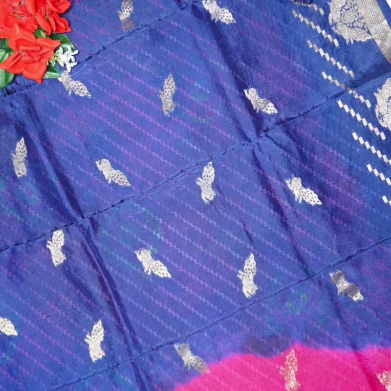 Pure Crape Georgette Pecock Pattu -MB379 - Image 3