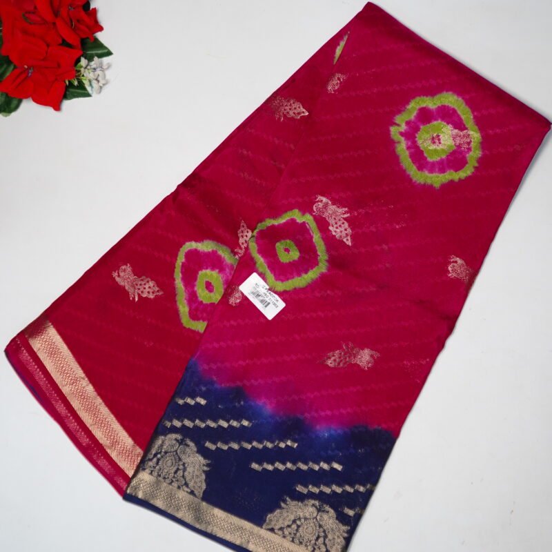 Pure Crape Georgette Pecock Pattu -MB379 - Image 5