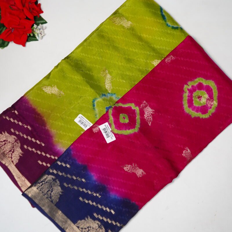 Pure Crape Georgette Pecock Pattu -MB379 - Image 2