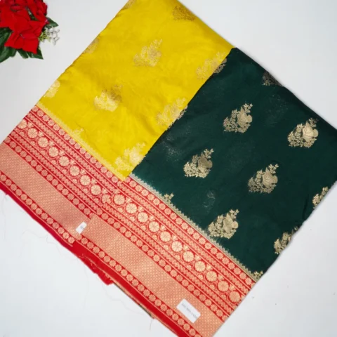 Heavy Green Mango Georgette Sarees -MB584