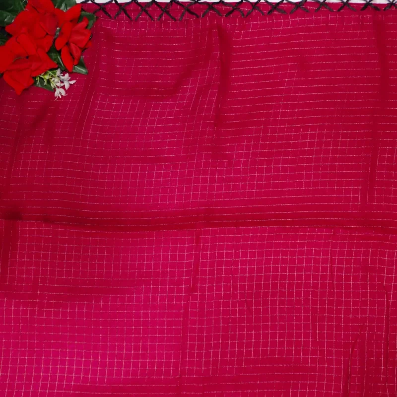 Mangalagiri Checkes  Dark Pink To Black -MB791 - Image 4