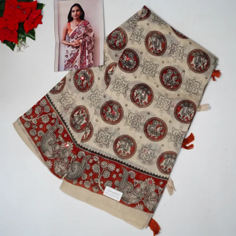 Lenin Cotton Kollam Desiner Sarees -MB792 - Image 2
