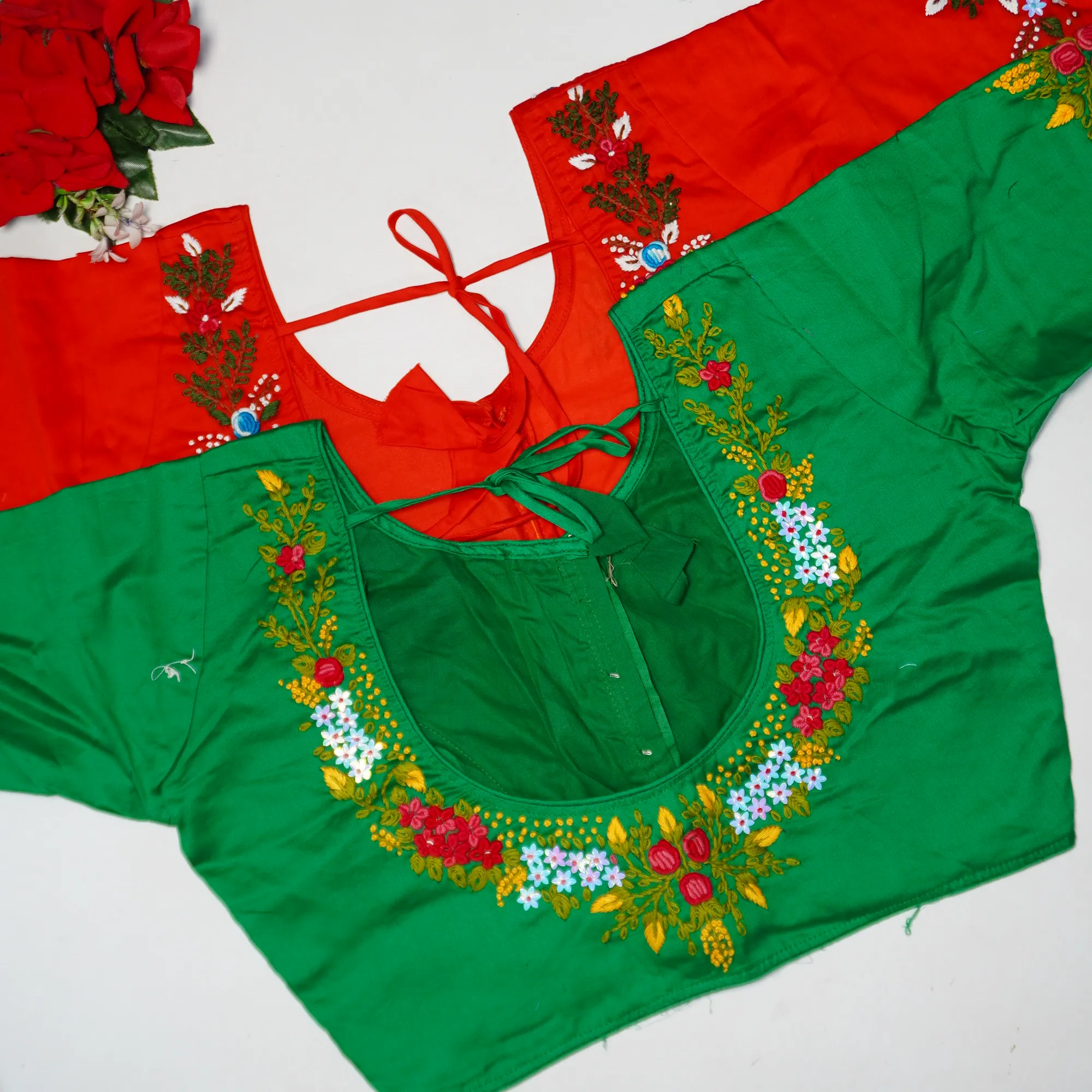 B010 (9) Cotton Silk Hand Work Blouses -MB010 - Image 1