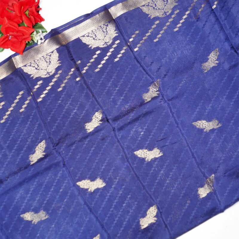 Pure Crape Georgette Pecock Pattu -MB379 - Image 4