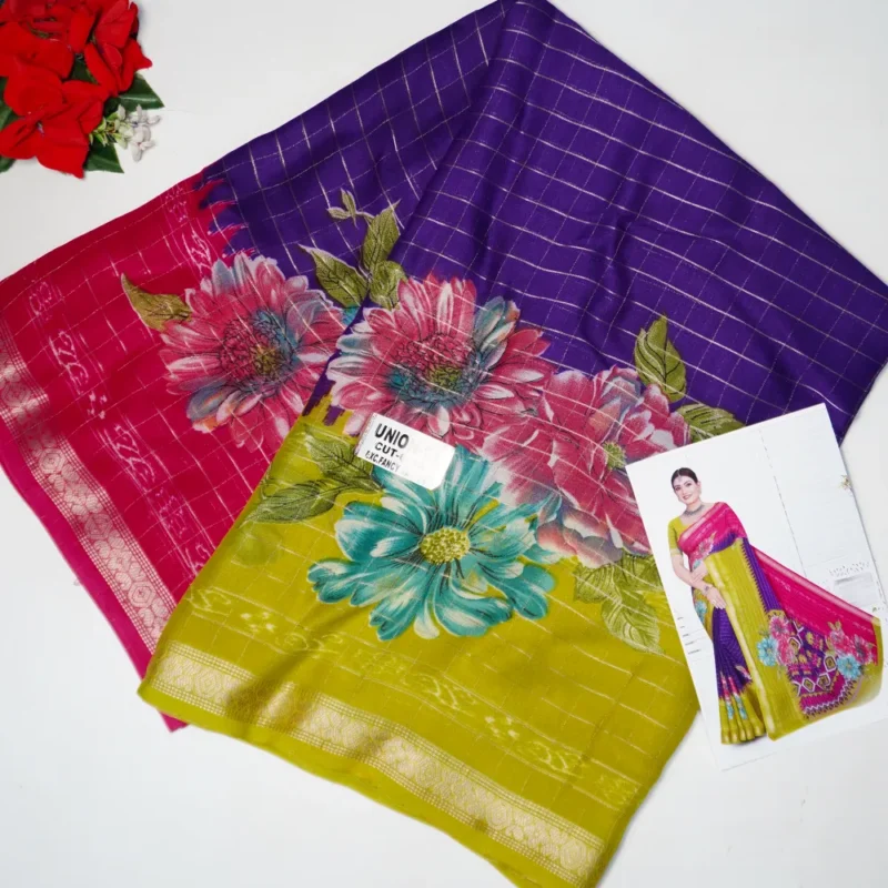 Kalanjali Silk Georgette GGanga Jamuna Sarees -MB382 - Image 4