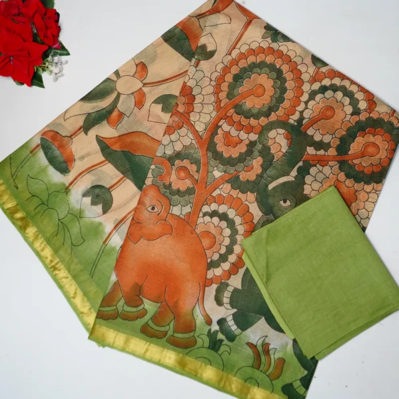 Kalamkari Munga Kota Sarees -MB124 - Image 4