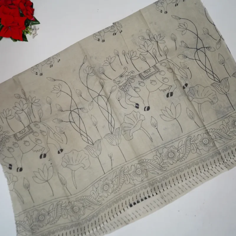 Kalamkari Munga Kota Sarees -MB125 - Image 3
