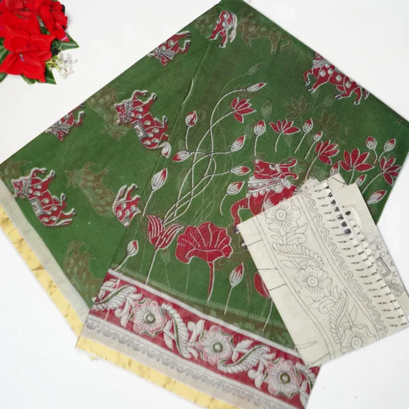 Kalamkari Munga Kota Sarees -MB125 - Image 4