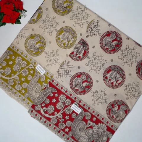 Pure Mangalagiri Kalamkari Cotton Sarees