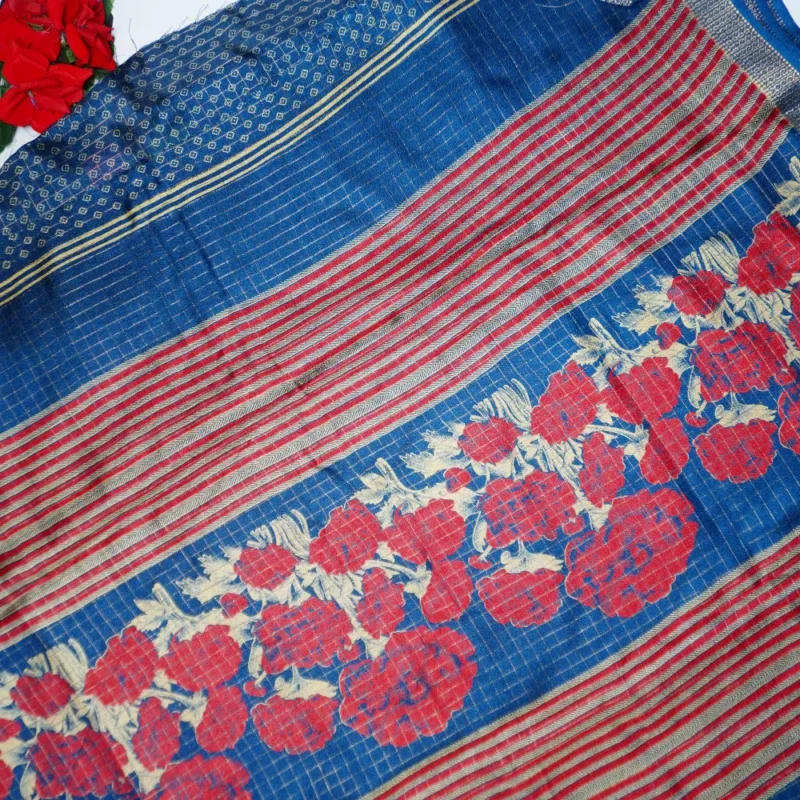 Mangalagiri Checkes Georgette Sarees -MB408 - Image 3