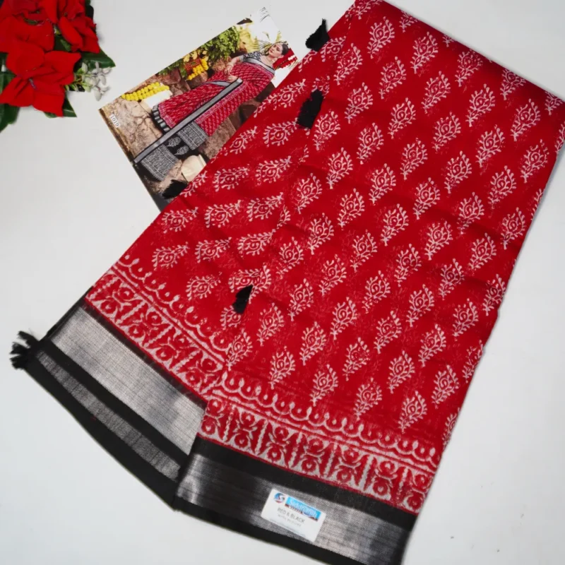 Siddanth Black And Red Sepecial Sarees -MB412 - Image 4