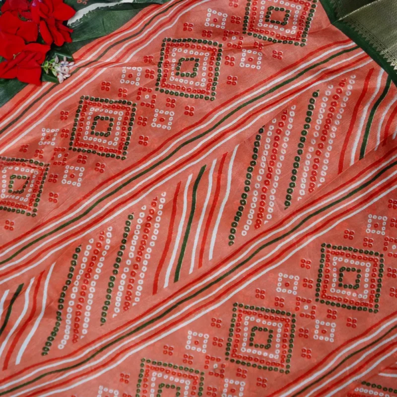 Dola Silk Sarees With Lehariya -MB416 - Image 3