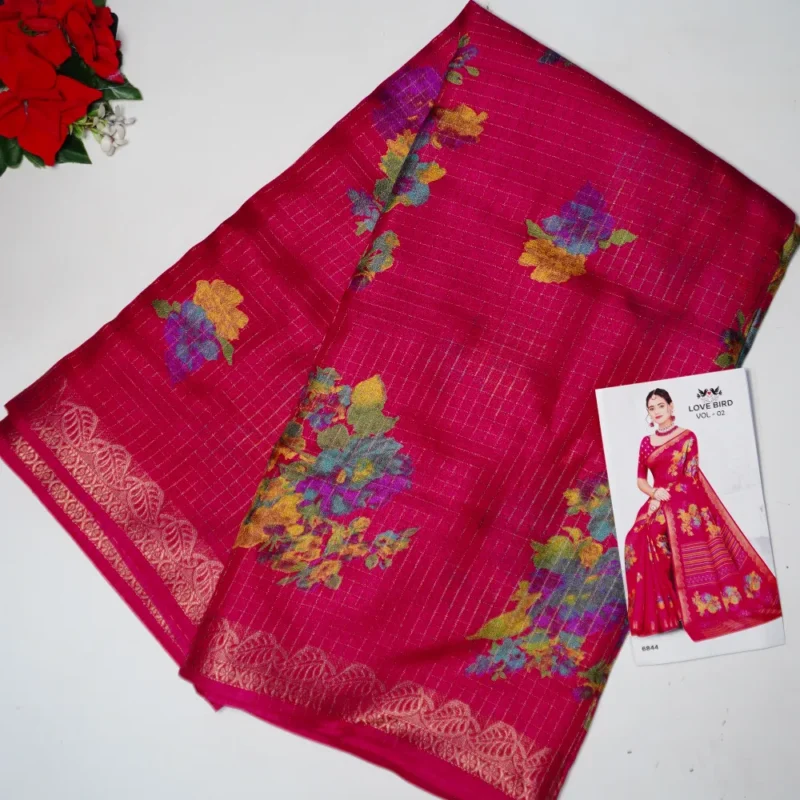Mangalagiri Checkes Georgette Sarees-MB428 - Image 4