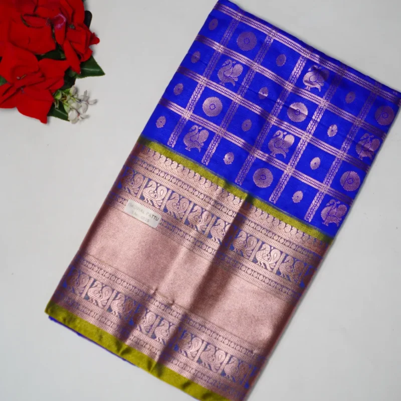 Offer Semi Uppada Checkes Sarees -MB587 - Image 4