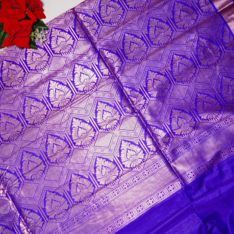 Offer Semi Uppada Checkes Sarees MB588 - Image 3