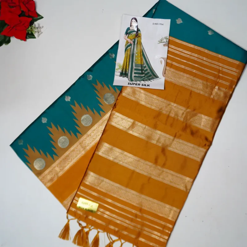 Narayana Pattu With Temple Border Sarees-MB592 - Image 4