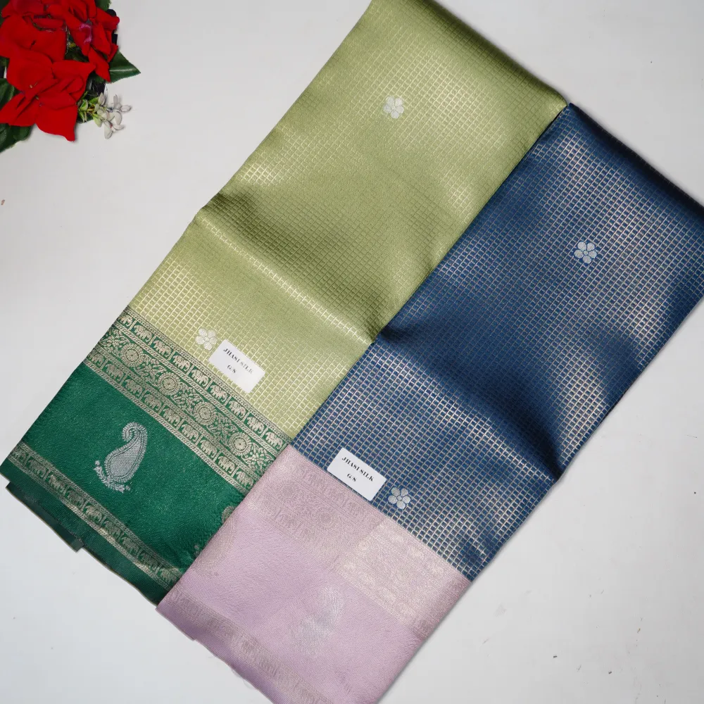 600 (1) Kanjevaram Pattu With Small Checkes-MB600 - Image 1