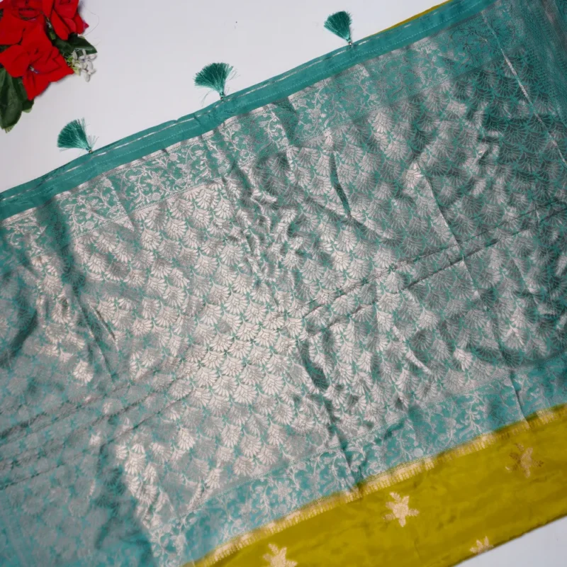 Pure Russian Crape Opposite Boarder Sarees -MB606 - Image 2