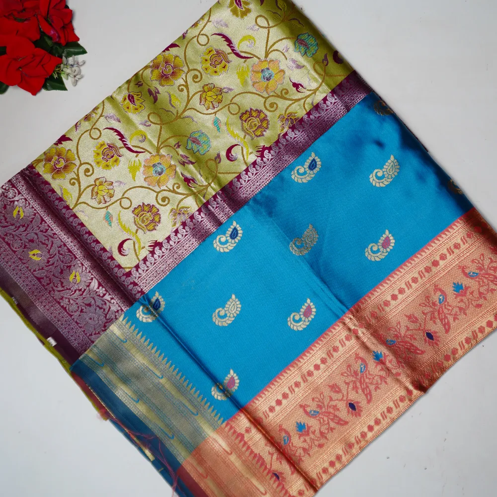 611 (8) All Mixed Pattu Sarees -MB611 - Image 1