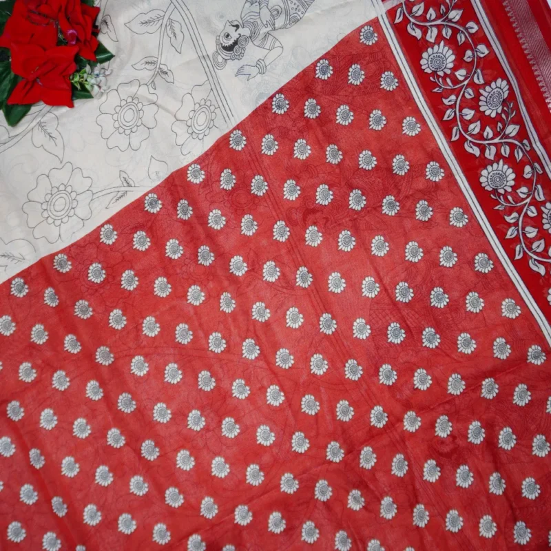 Kalanjali Silk With Kalamkari Georgette Sarees -MB801 - Image 3