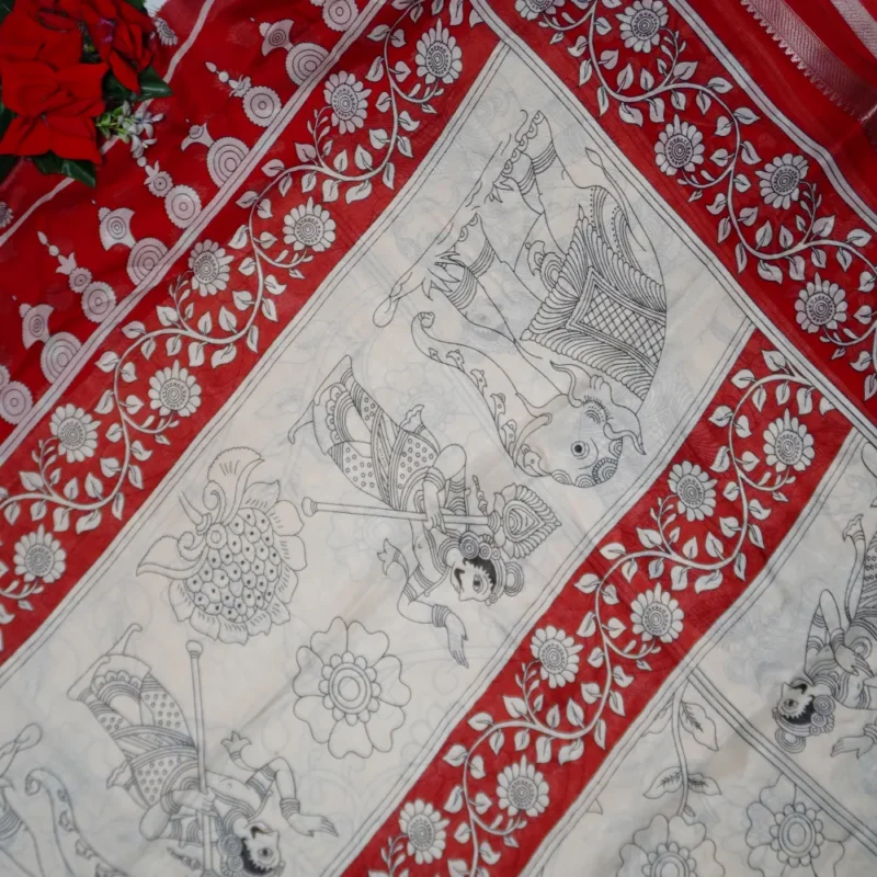 Kalanjali Silk With Kalamkari Georgette Sarees -MB801 - Image 2