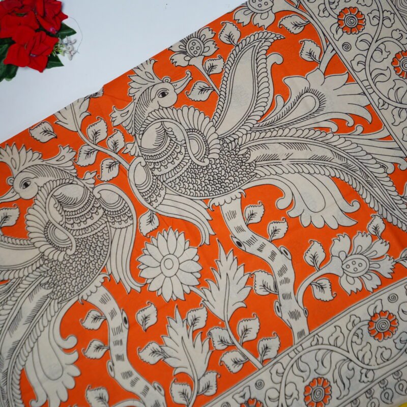 Pure Mangalagiri Kalamkari Cotton Sarees-MB802 - Image 2