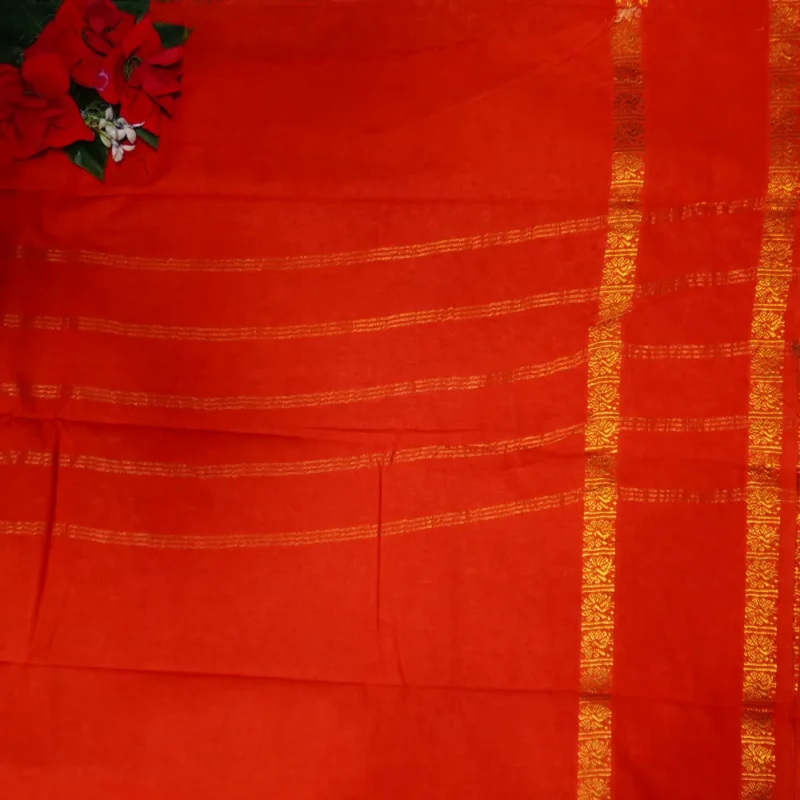 Pure cotton Partyware Saree in Mangalagiri -MB806(Orange) - Image 2