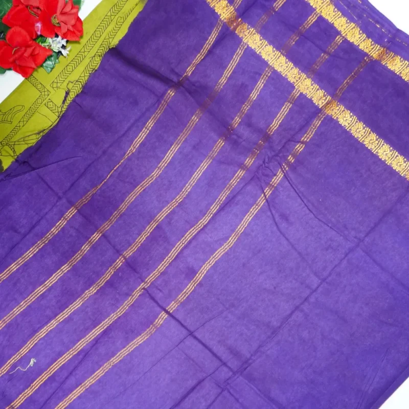 Pure cotton Partyware Saree in Mangalagiri -MB806(Green) - Image 2