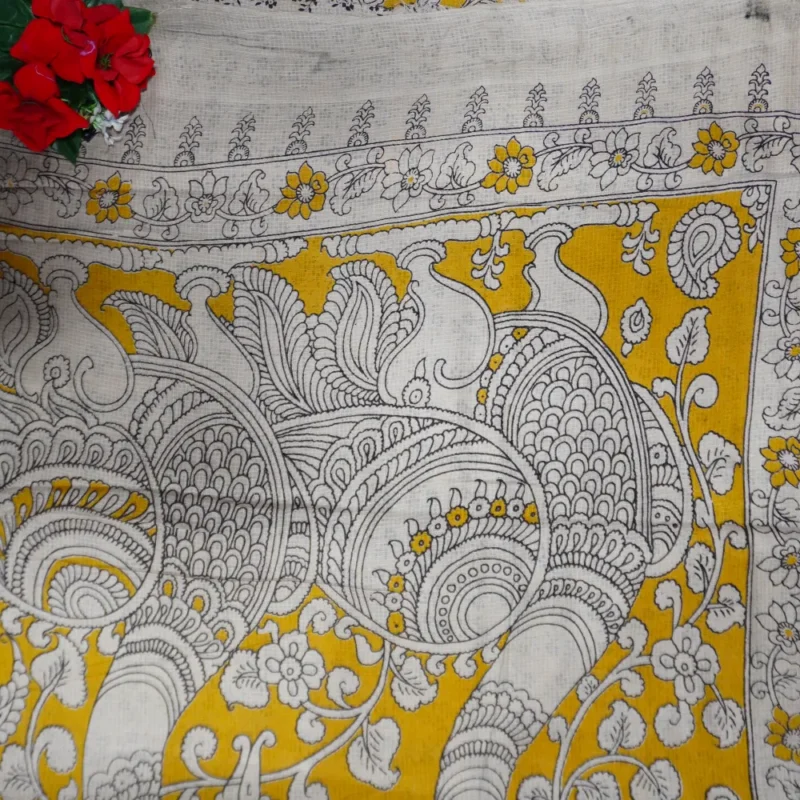 Pure Kota Mangalagiri Kota Cotton Sarees-MB809(Yellow) - Image 2