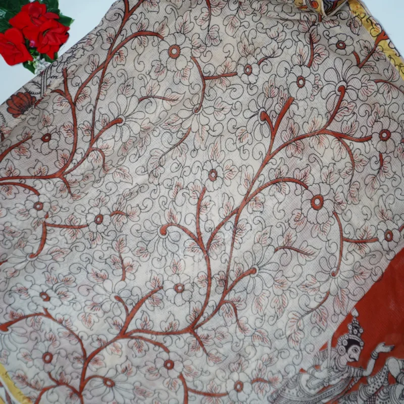 Pure Kota Mangalagiri Kota Cotton Sarees-MB809(Orange) - Image 2