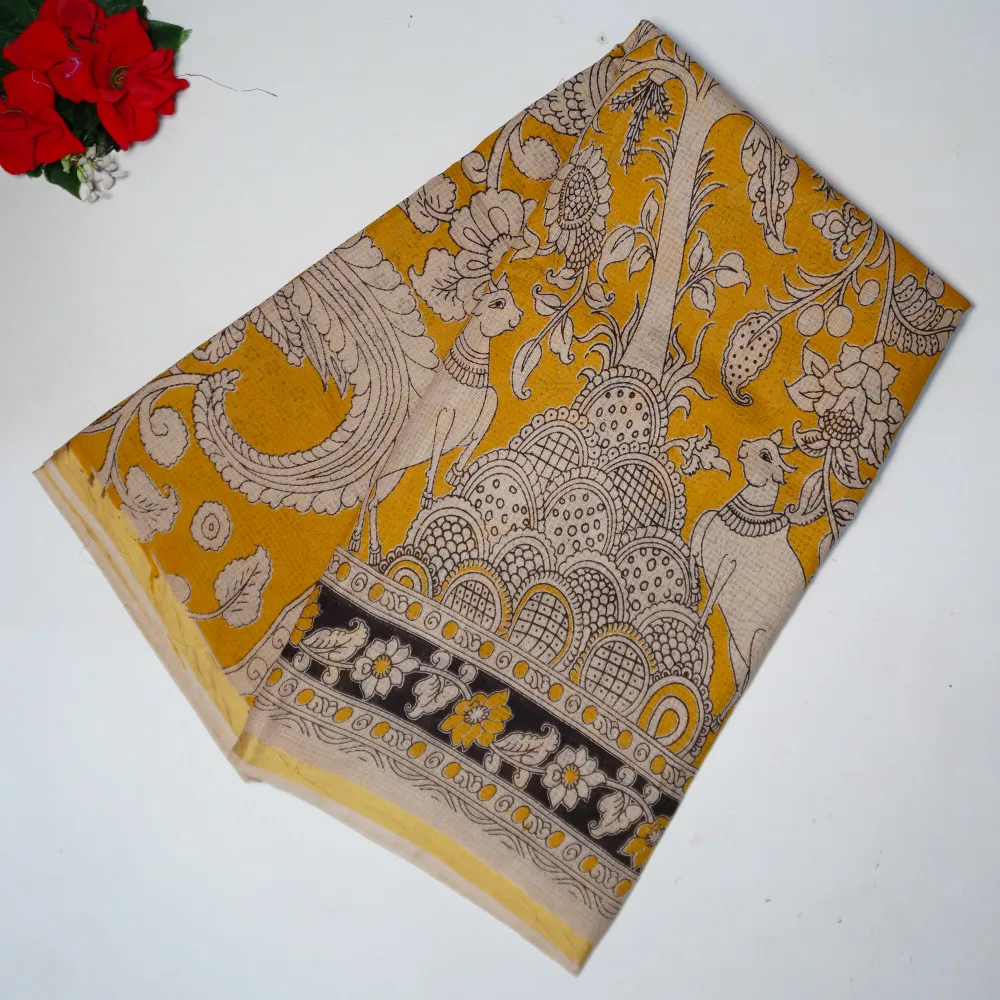 809 (5) Pure Kota Mangalagiri Kota Cotton Sarees-MB809(Yellow) - Image 1