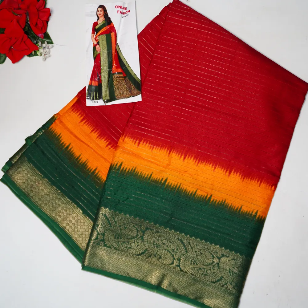 810 (2) Premium Dola Jerry Sarees -MB810 - Image 1