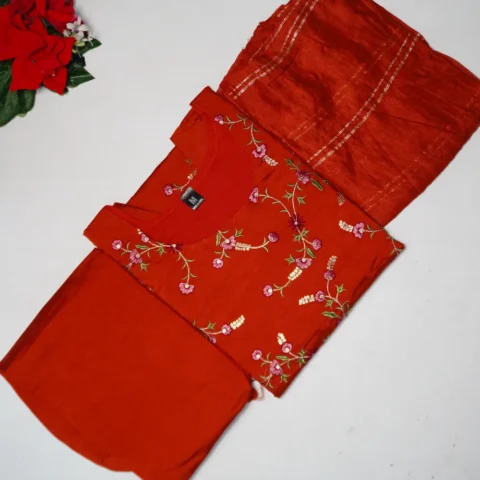 Roman Silk With All Over Embroider Dress