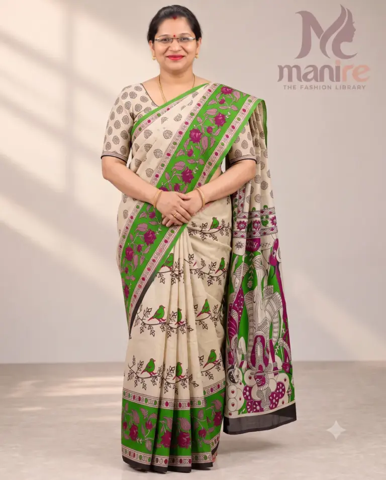 Pure Mangalagiri Kalamkari Cotton Sarees