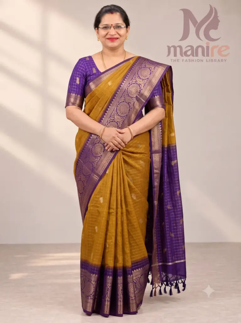 Golden Special Checks Marshmellow Sarees