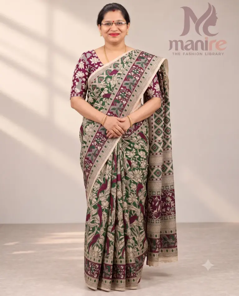Pure Mangalagiri Kalamkari Cotton Sarees