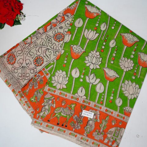 Pure Mangalagiri Kalamkari Cotton Sarees