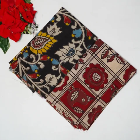 1Mtr Kalamkari Cotton Blouse Pieaces-MB1003(508)