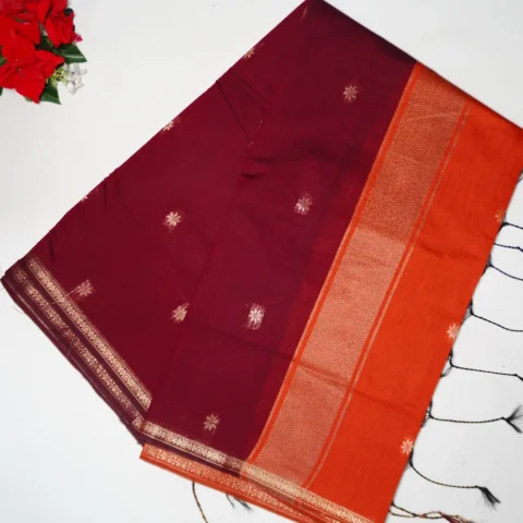 Samantha Special Maheswari Silk Cotton-MB145(Maroon To Orange)