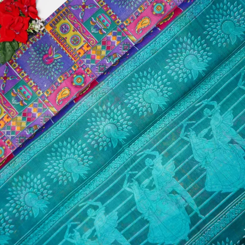 Varli Print Kalamkari Cotton Sarees-MB154 - Image 3