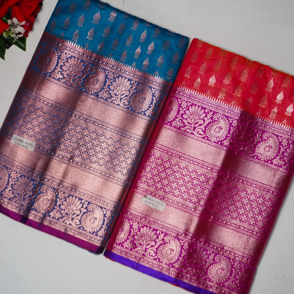 621 (10) Kanchi pattu With big Border Sarees-MB621 - Image 1