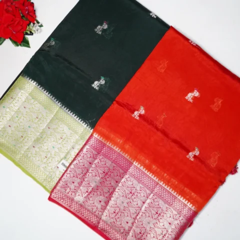 Raw Mango With Minakari Border Sarees-MB651