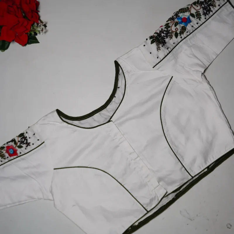 Cotton Silk Full hand Embroidary White special -MB044 - Image 2