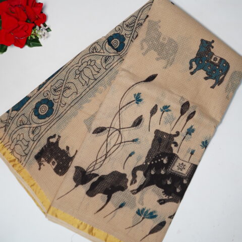 Kalamkari Mangalagiri Kota Saree