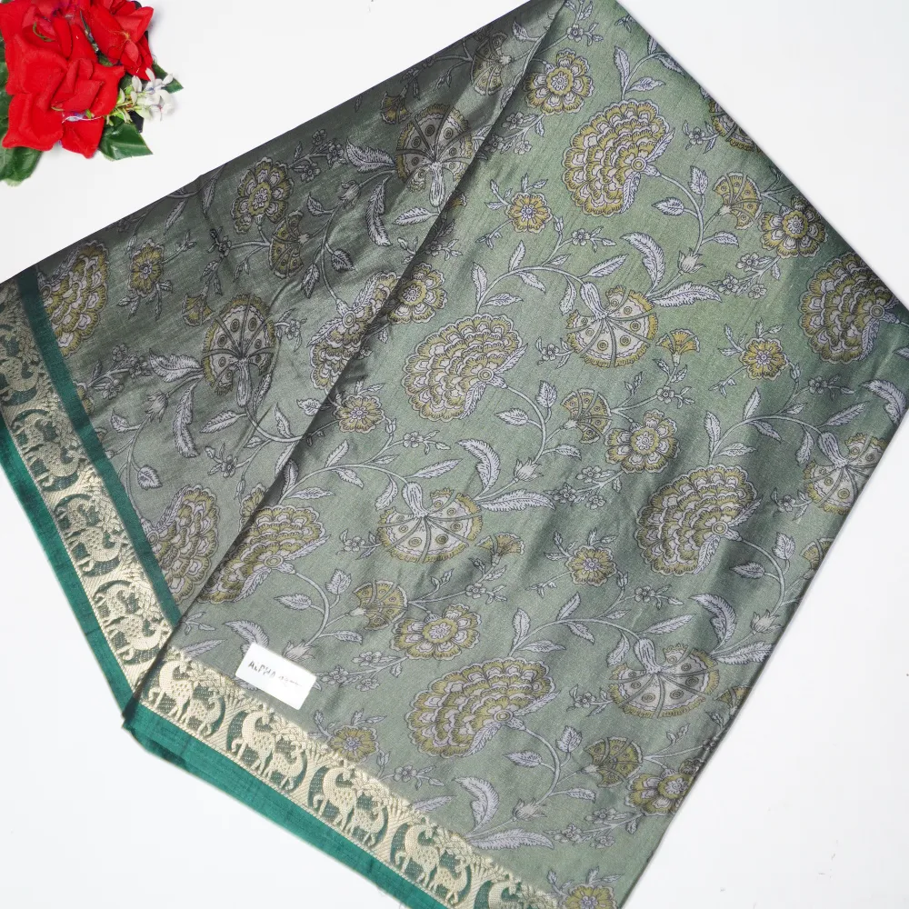 Designer Border & Kalamkari Narayani Pattu-MB716(444) - Image 4