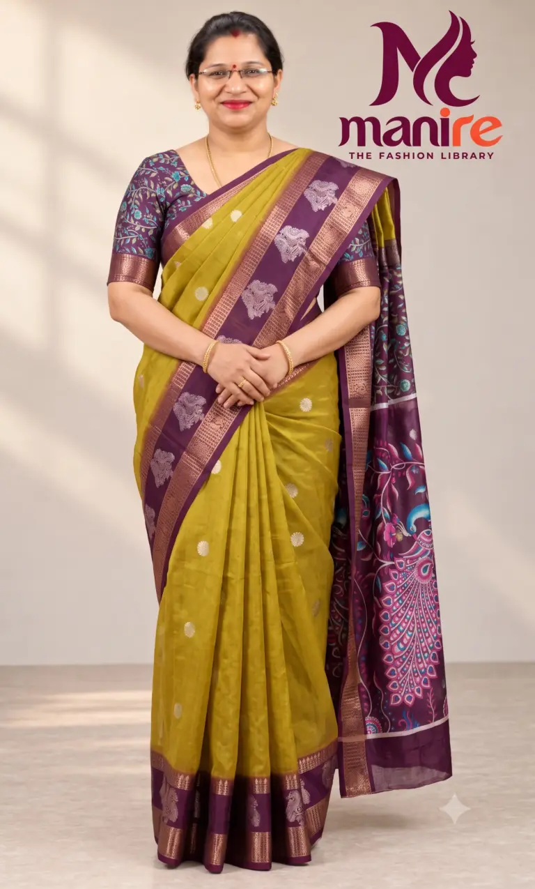 Primium Digital Gap Border Kalamkari Blouse